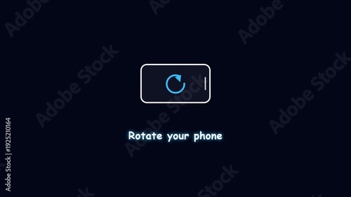 Animated Rotate Your Phone Icon with Text Instruction on Dark Background | Mobile UI UX Overlay