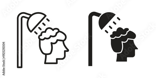 Hair washing icon in a simple, black and white style.