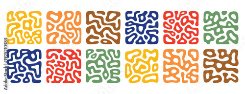 Chic flow with shapes. Refined elegant lines combined with subtle color scheme for branding. Sophisticated flowing contours integrated into symmetrical geometric forms for versatile branding use