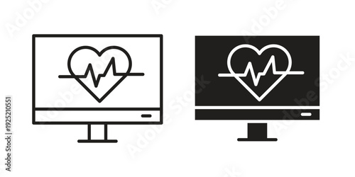 Heart rate monitor icon in a simple, black and white style.