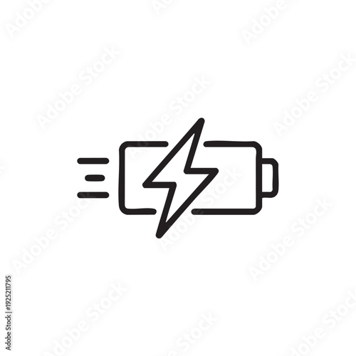 A battery icon with a lightning bolt symbolizes energy and power transmission.