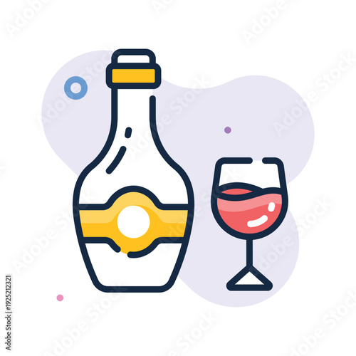 Classy outline icon of wine for womens day celebration theme