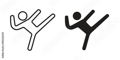 Kung fu icon in a simple, black and white style.