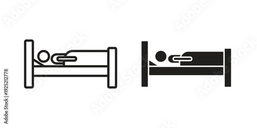Laying in bed icon in a simple, black and white style.