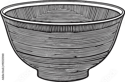 hand drawn wooden bowl illustration vintage detailed kitchenware container for serving food or holding objects