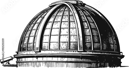 Vintage observatory dome with telescope telescope for astronomy research and sky observation
