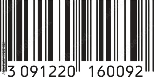 Close up of a standard black and white barcode with numeric digits for product identification. Vector