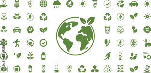 Ecology Icon Set Eco Friendly Nature Symbols Collection