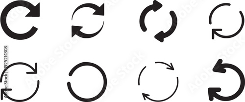 Circle Arrows Icon Set Round Reload and Repeat Symbols Vector