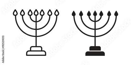 Menorah icon in a simple, black and white style.