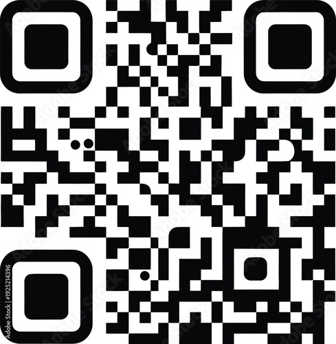 A black and white quick response code commonly used for digital information storage and access. Vector