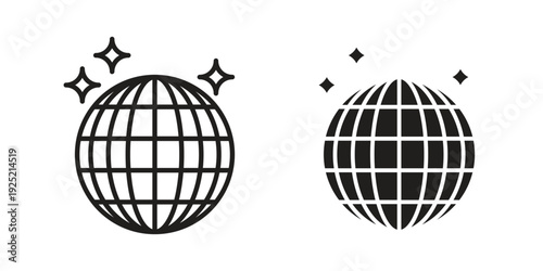 Mirror ball icon in a simple, black and white style.