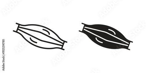 Muscle fiber icon in a simple, black and white style.