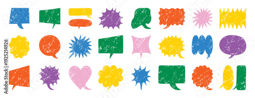 Playful pastel UI stickers and comment clouds for app mockups, hand drawn crayon texture and mixed shape frames offer friendly accents for icons, reactions, notifications and colorful interface kits