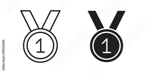 Number one medal icon in a simple, black and white style.
