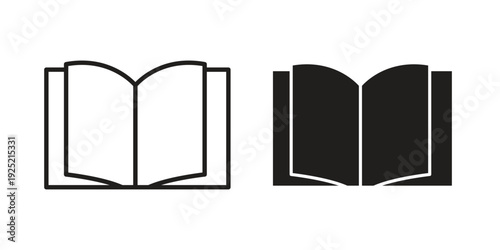 open book icon in a simple, black and white style.
