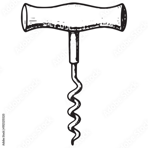 Wine Corkscrew Black Line Art Vector Illustration Winery Icon