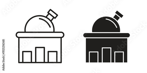 Planetarium icon in a simple, black and white style.