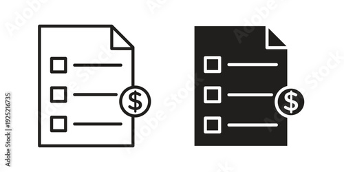 Price list icon in a simple, black and white style.