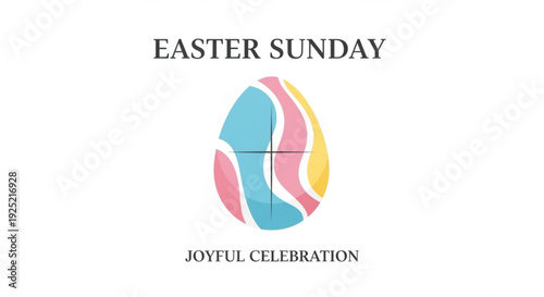 Easter sunday joyful celebration with colorful egg illustration on white background symbolizing renewal and happiness in spring season