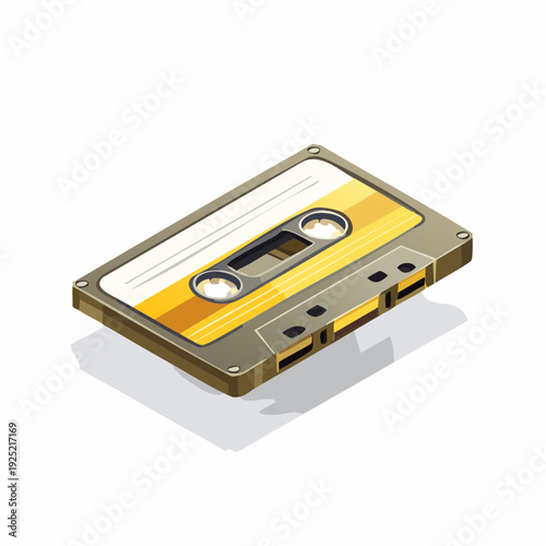 Cassette audio vintage en 3D isométrique