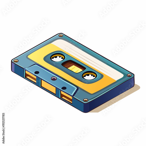 Cassette audio vintage en 3D isométrique