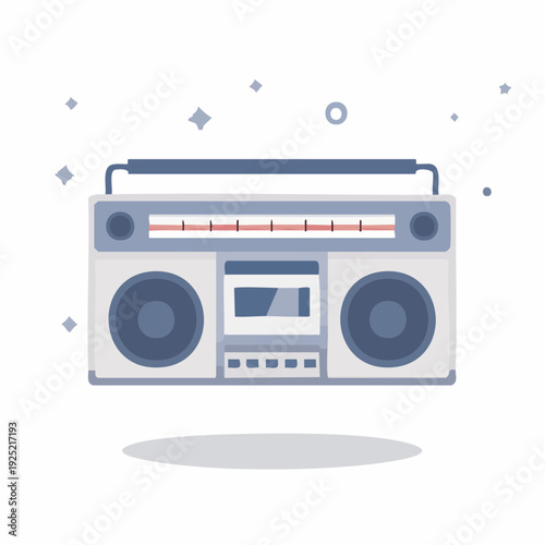 Radio cassette vintage rétro avec enceintes et lecteur cassette