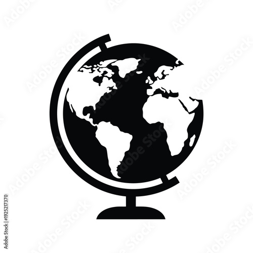Vector icon of a globe on a stand, black and white design Vector