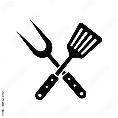 Crossed fork and spatula vector icon Vector
