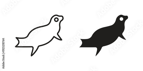 Sea lion icon in a simple, black and white style.