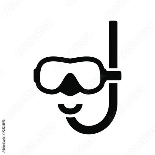 Diving mask vector icon, black and white, scuba diving symbol, underwater activity illustration Vector