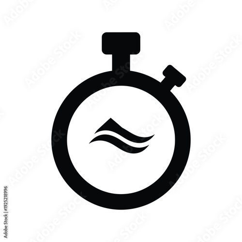 Vector icon of stopwatch with water wave symbol Vector