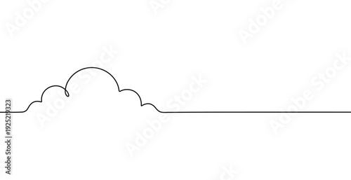 Minimalist continuous line drawing of cloud shape on white background
