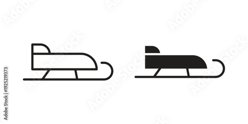 Sled icon in a simple, black and white style.