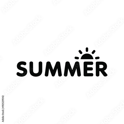 Summer vector icon, black and white sun symbol, seasonal design Vector