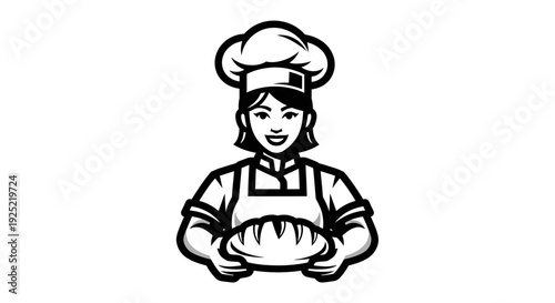 Chef Holding Freshly Baked Loaf of Bread.