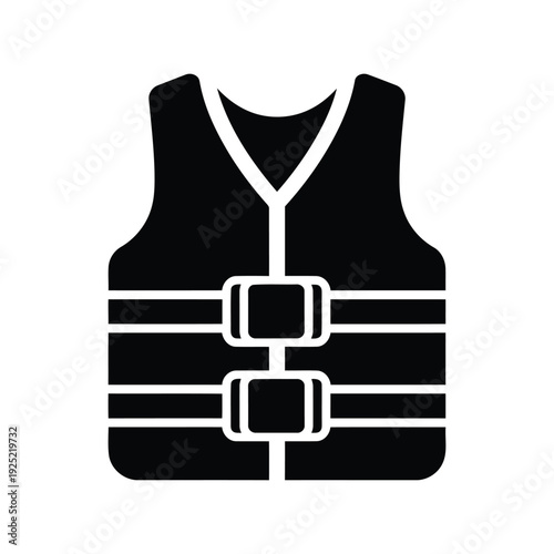 Life jacket vector icon, black and white safety vest illustration Vector