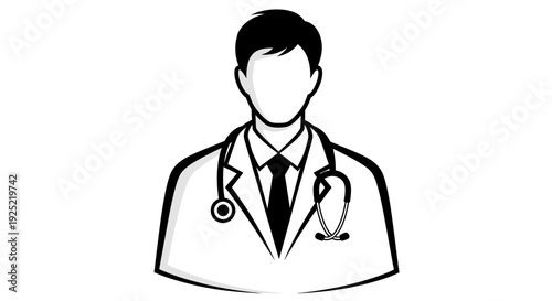 Professional doctor avatar icon with stethoscope medical uniform healthcare worker profile illustration minimal flat design isolated on white background for hospital clinic branding and health service
