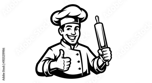 Chef Cartoon Character with Rolling Pin 1.