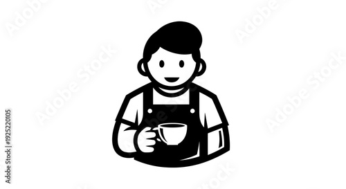 Barista Holding Coffee Cup Illustration.