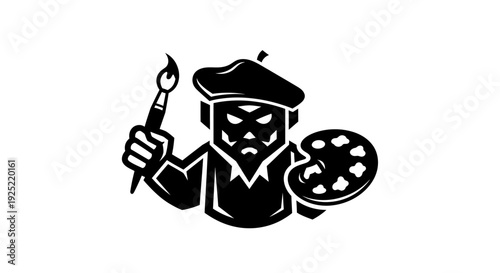 Artist Illustration with Painter Palette and Brush.