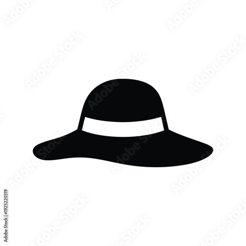 Black wide brimmed hat vector icon Vector