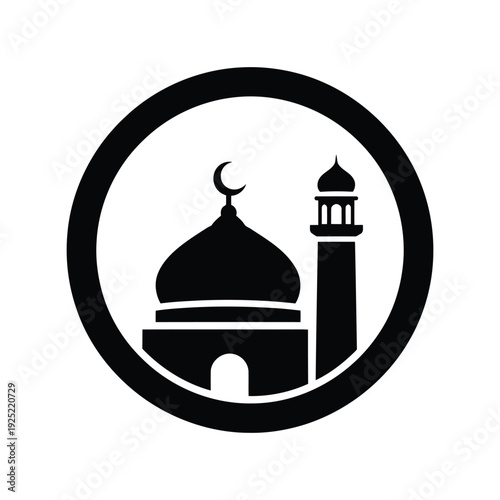 Photography Islamic mosque vector icon, black and white religion symbol Vector