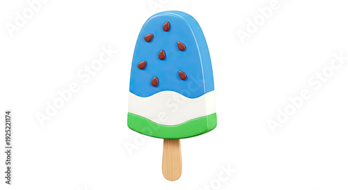 3D Rendered Watermelon Popsicle with Seeds