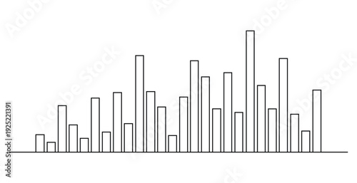 Simple black and white bar graph illustrating data trends with varying bar heights on plain white background