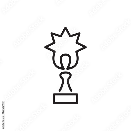 A simple line art illustration of a trophy with a star on a plain white background from a front viewpoint
