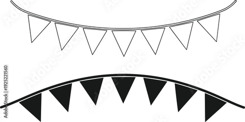 Festive bunting flags garland banner decoration party celebration hanging pennant vector illustration design element set isolated