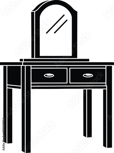 Vector of a dressing table with a mirror and two drawers
