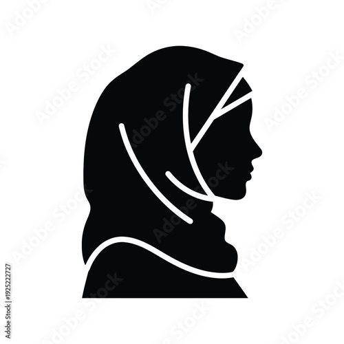 Silhouette vector icon of woman wearing hijab Vector