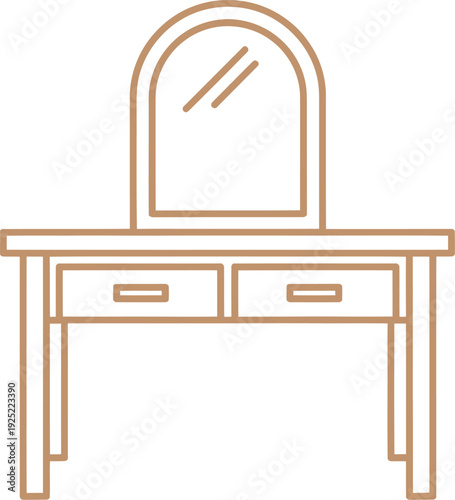 Vector of a minimalist vanity table with two drawers and a rectangular mirror